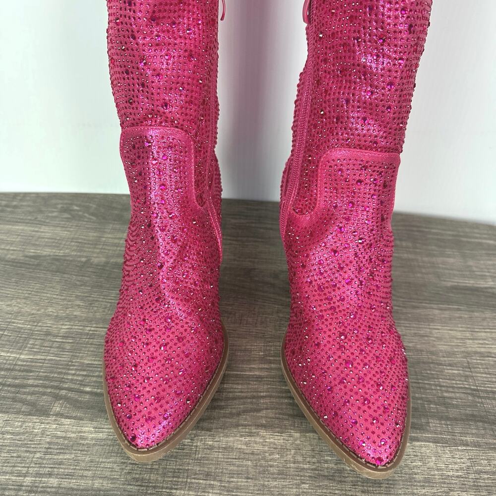 Pink Rhinestone Cowboy Boots Size 8.5 - Picture 4 of 10